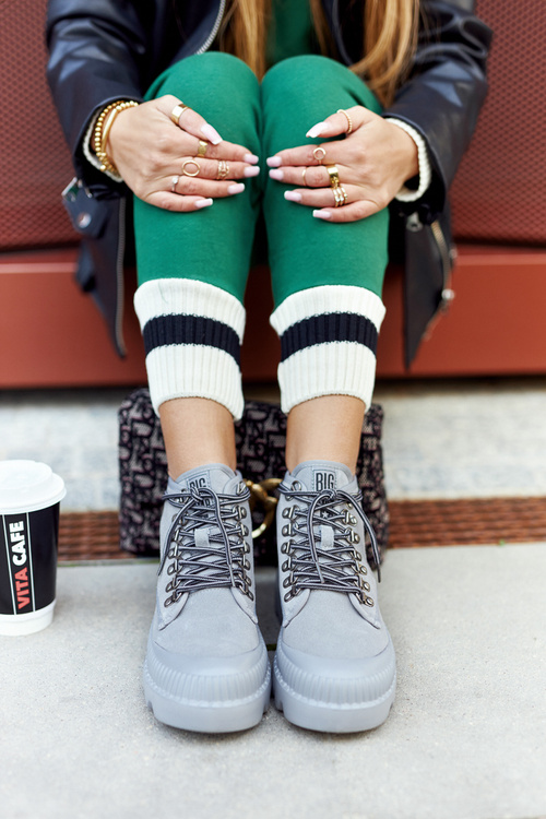 Шкіряні черевики Trapper Big Star II274365 сірі