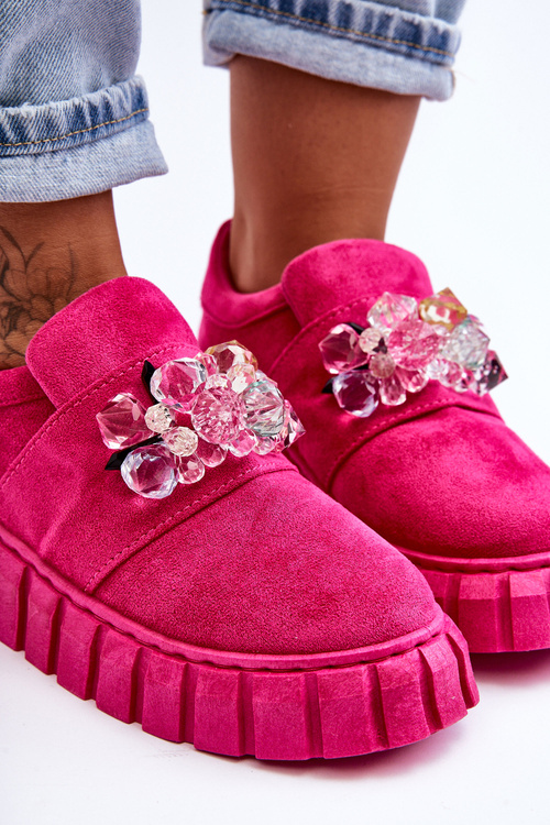 Модне спортивне взуття на слипонах з декором Fuchsia Desire