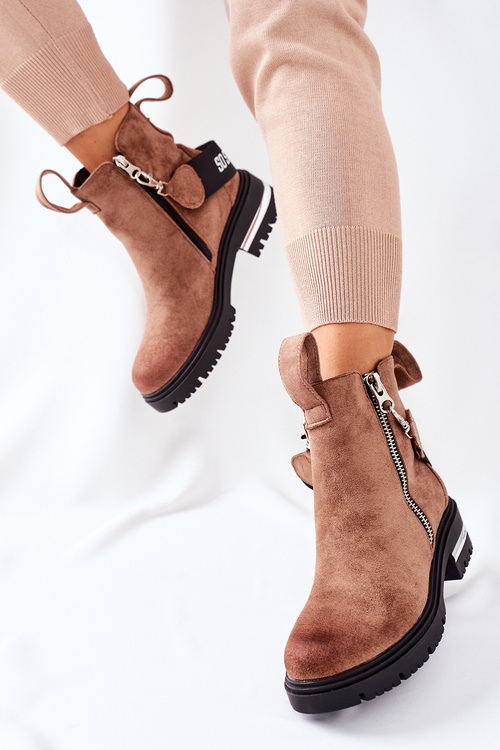 Утеплені чоботи на блискавці коричневого кольору Cortona