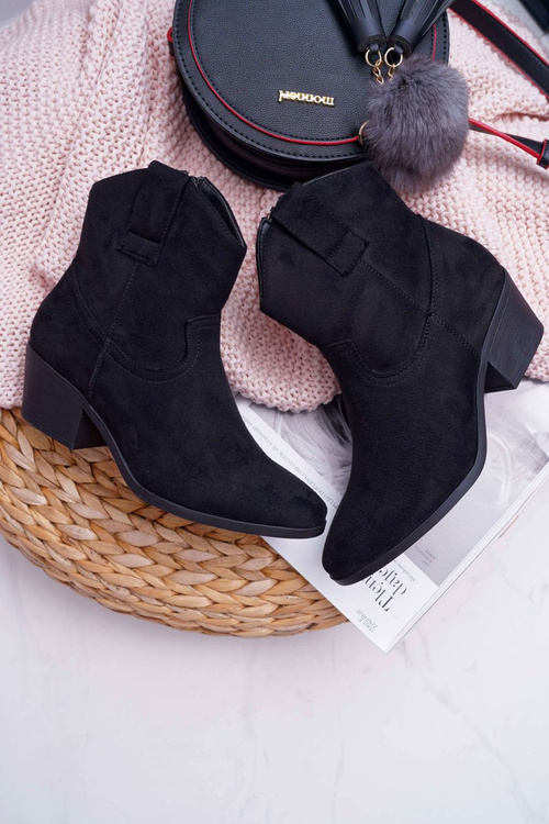 Жіночі ковбойські чоботи на плоскій підошві чорні Telifa