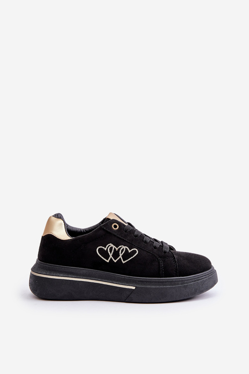 Жіночі кросівки на платформі з сердечками чорні Avirorae