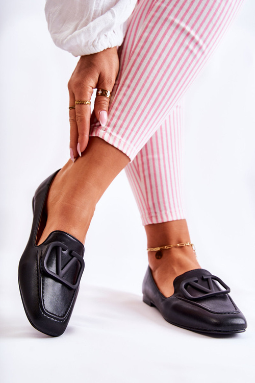 Шкіряні лофери Броги з орнаментом Чорний Hermosa