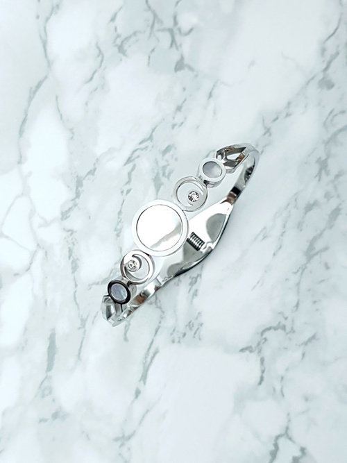 Жіночий сталевий браслет Перли камені Срібна Діона