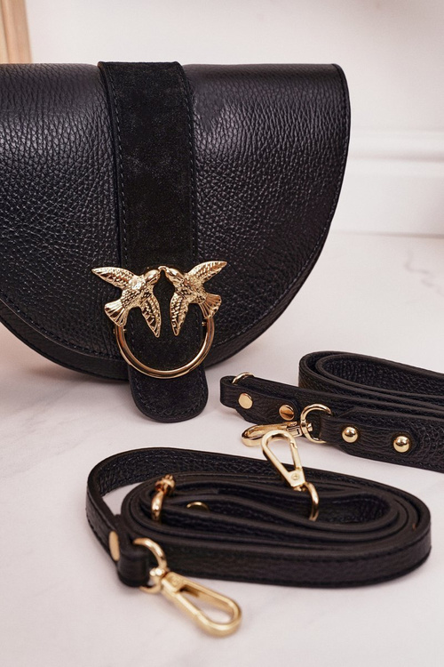 Шкіряний гаманець зі знімними ремінцями VERA PELLE чорний