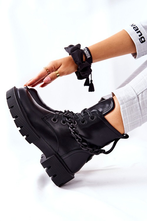 Чоботи високі шкіряні чорні Izzy