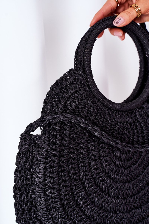 Плетена кругла сумка BRUNO ROSSI Чорна