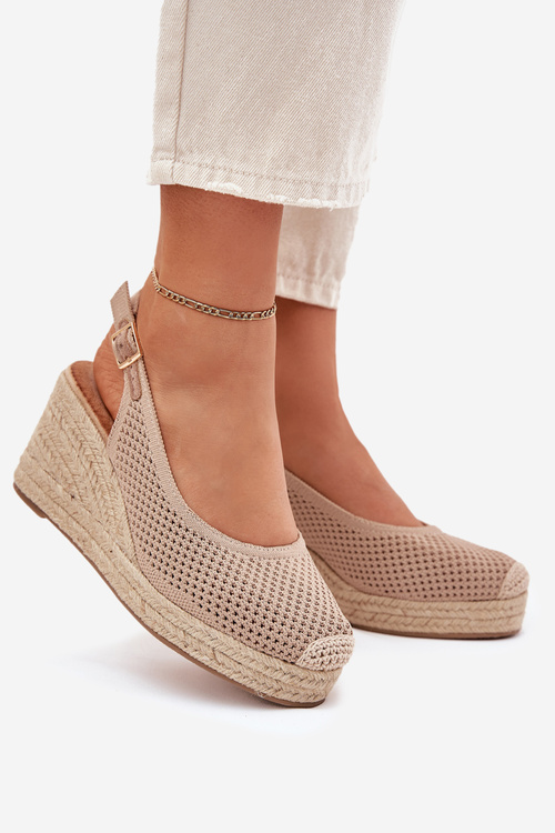 Жіночі Сандалі На Котурі З Плетінням Темно-бежеві Tulliata