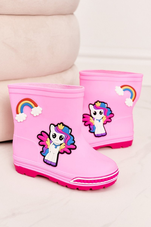 Дитячі резинові чоботи з поні рожеві