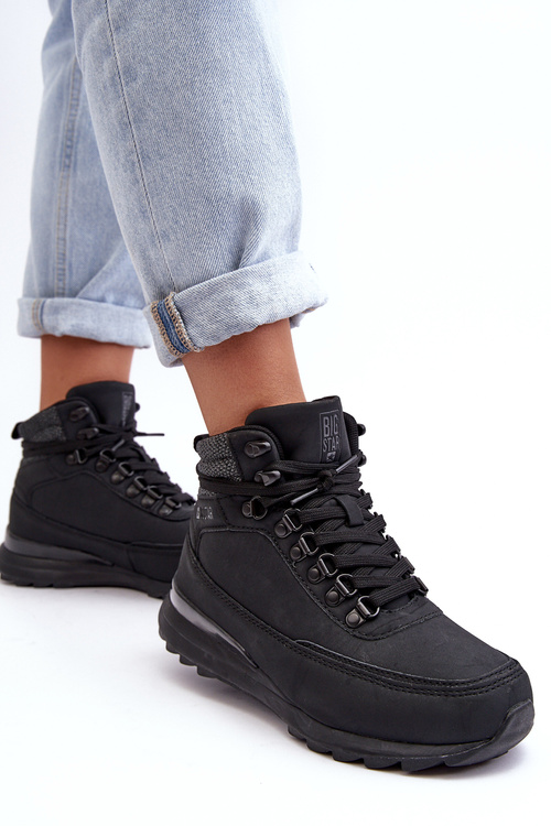 Чоловічі трекінгові черевики на шнурівці чорні Big Star MM274677