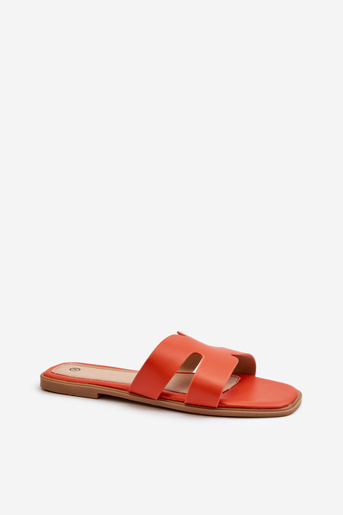 Жіночі плоскі тапочки з вирізами помаранчеві Fiviama