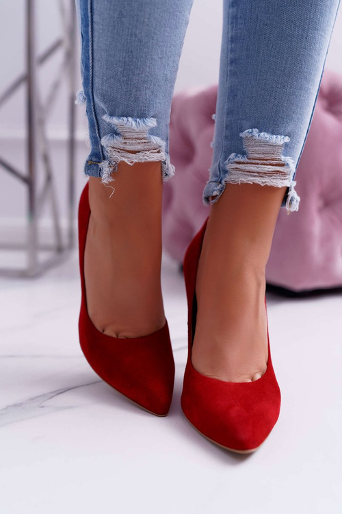 Жіночі туфлі на шпильці Laura Messi 1727 із замшевої шкіри, червоний Валентин