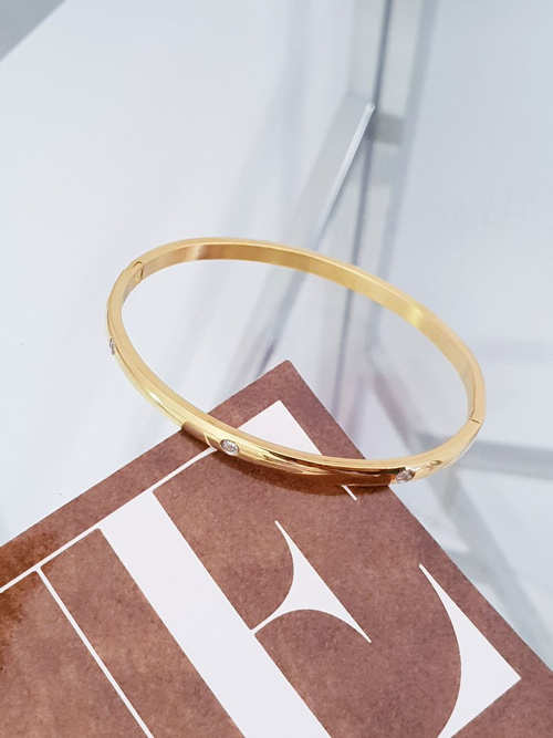 Жіночий сталевий браслет з цирконами Gold Ursa