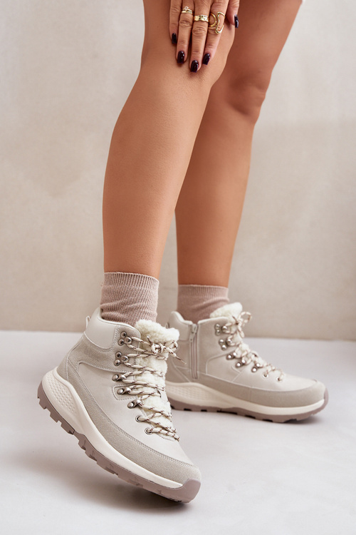 Жіночі легкі чоботи на блискавці світло-бежеві Lee Cooper LCJ-24-03-3071