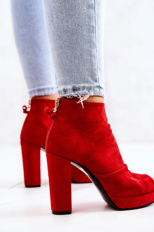Черевики на шпильці з відкритим носком, червоні, Adore