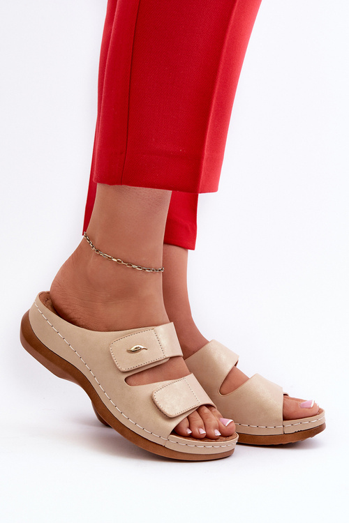 Світлі жіночі сабо зі штучної шкіри бежеві Frellia