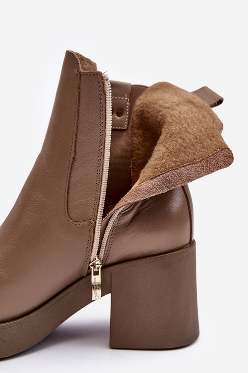 Шкіряні жіночі чоботи на підборах Lemar Brown Kodra