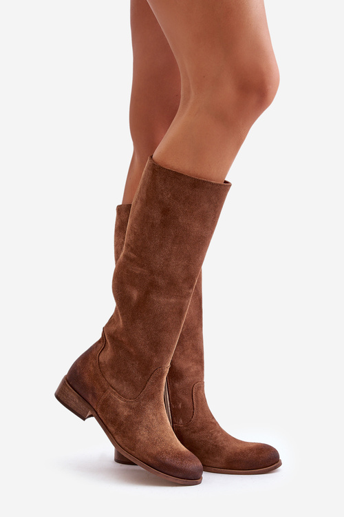 Жіночі замшеві чоботи на блискавці Lewski 3616 Коричневі