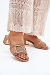 Дамські Сандалі На Підборах З Декоративним Елементом Темно-бежеві Julinemi