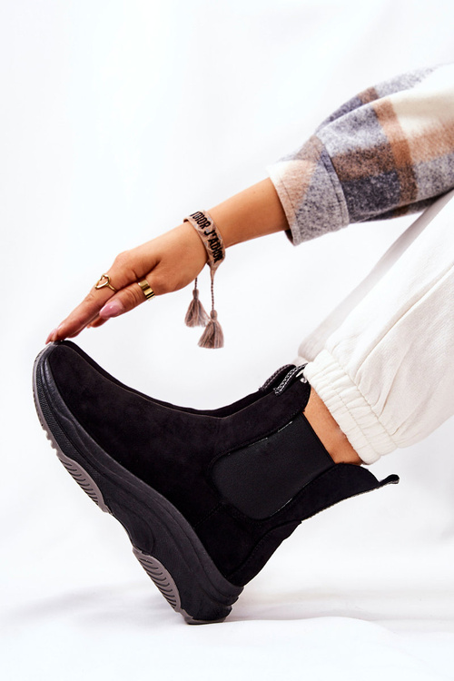 Чоботи на платформі замшеві чорні Nicci