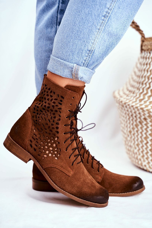 Жіночі черевики на плоскому каблуці шкіряний Camel Meridan