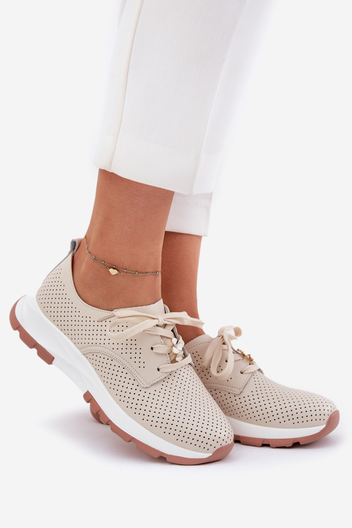 Шкіряні Жіночі Черевики З Бантом Artiker 54C1811 Бежеві