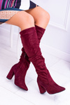 Жіночі замшеві чоботи на гострому каблуці темно-бордового кольору Nightcall