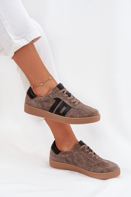 Жіночі Замшеві Кросівки Vinceza 79557 Темно-Бежеві