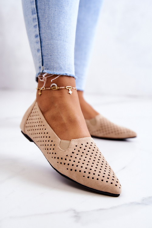 Жіночі ажурні балетки Сліпони Бежеві Rosario