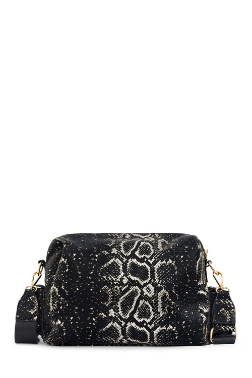 Сумка-почтальон NOBO з атласним візерунком N1330-CM23 чорно-золота