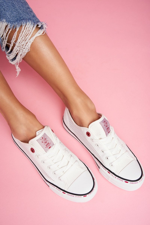 Жіночі джинсові кросівки білі сітчасті FF2R4016C