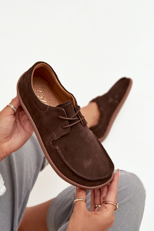 Жіноче взуття типу barefoot з натуральної замші Zazoo 327 шоколадне