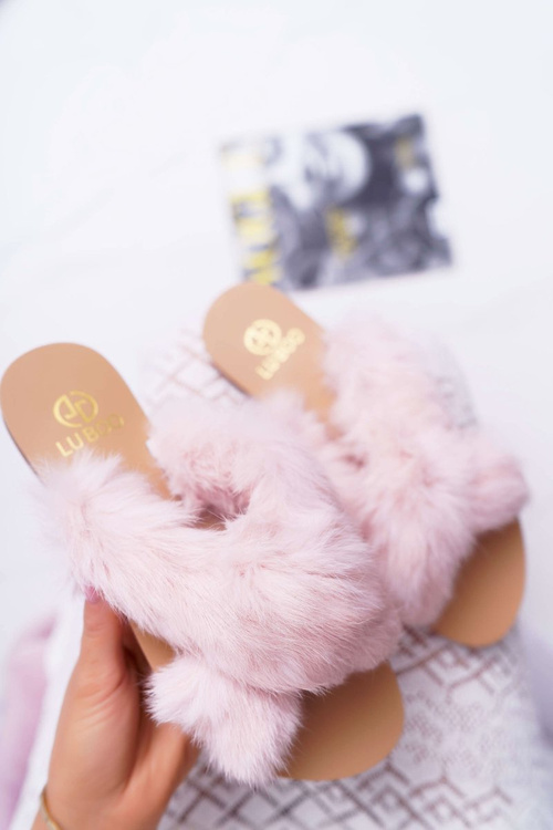Жіночі пухнасті шльопанці Lu Boo рожеві
