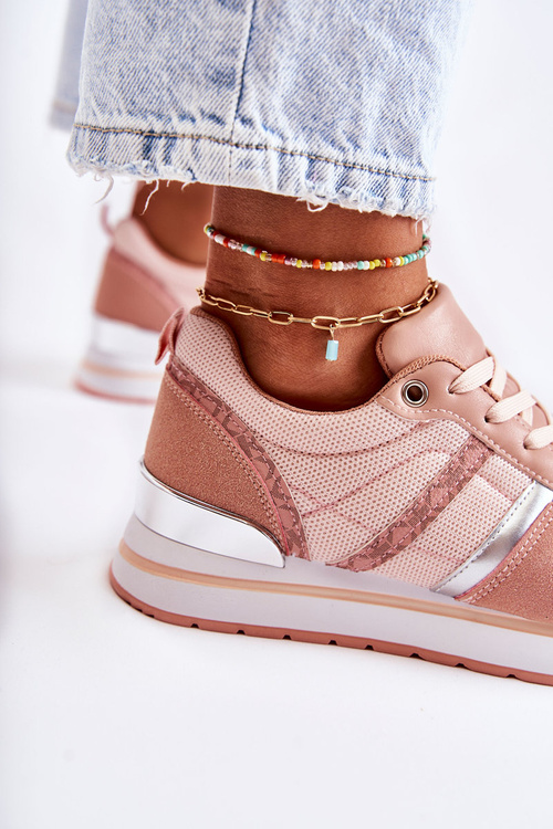 Класичні жіночі спортивні туфлі на зав'язках рожеві Elenes