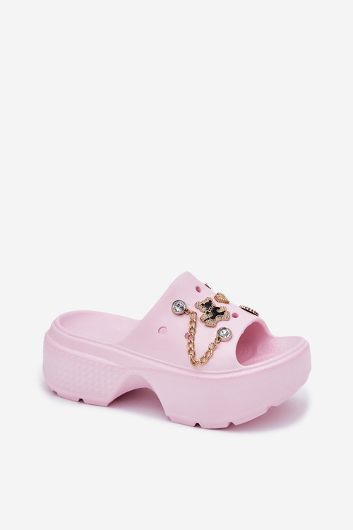 Жіночі Пінні Сандалі На Масивній Платформі З Золотими Декораціями Рожеві Ivoriel