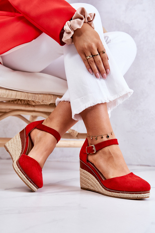 Жіночі еспадрільї на танкетці Червоний тамарил