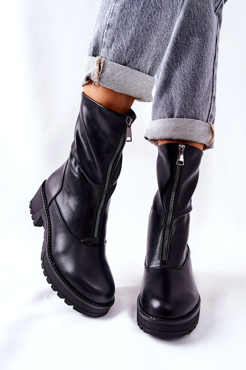 Чорні шкіряні черевики Challonte на підборах