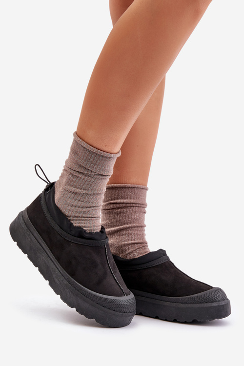 Жіночі зимові черевики на платформі з низьким рукавом чорного кольору Izamine