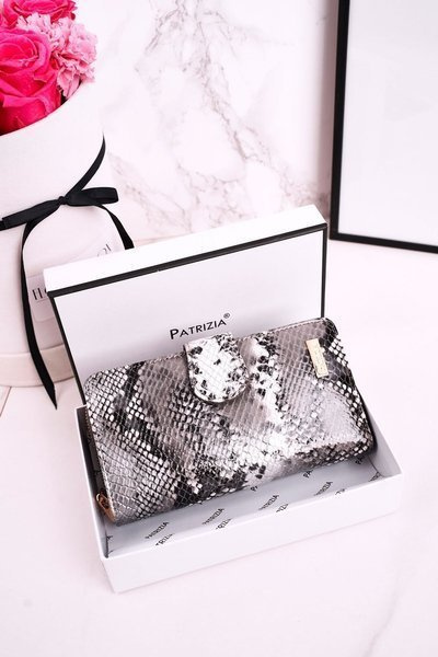 Великий шкіряний жіночий гаманець PATRIZIA Shiny Grey