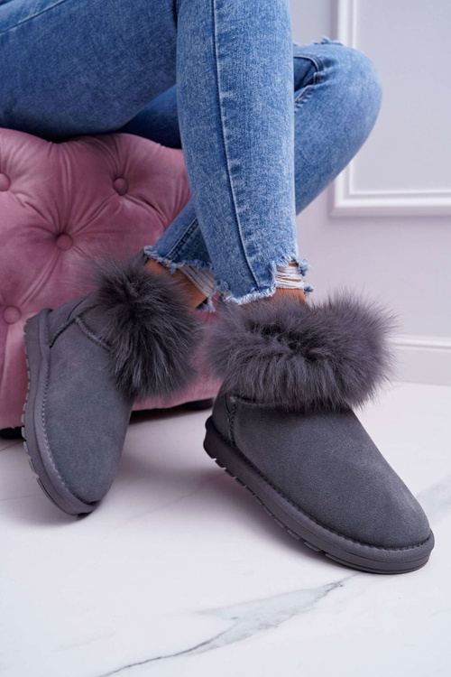 Жіночі черевики Снігові черевики Фліс Утеплена шкіра Замша Сірі Memento