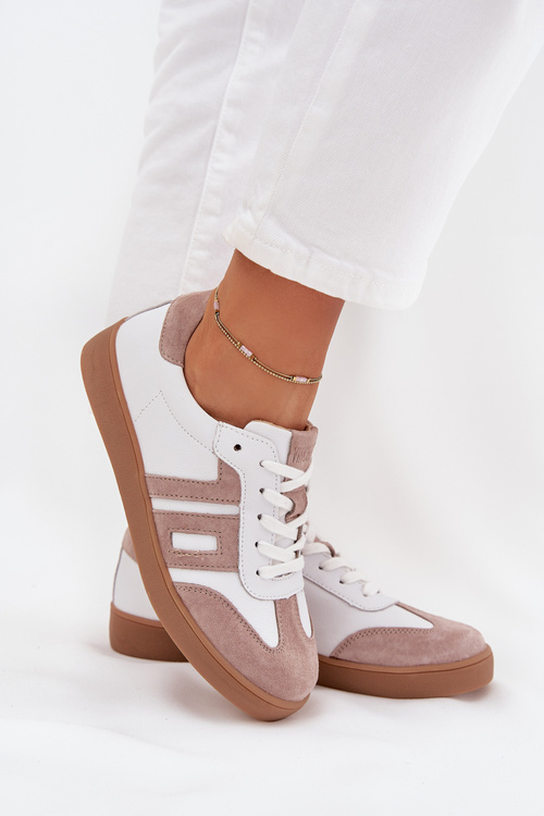 Жіночі Шкіряні Кросівки Vinceza 79557 Біло-Бежеві