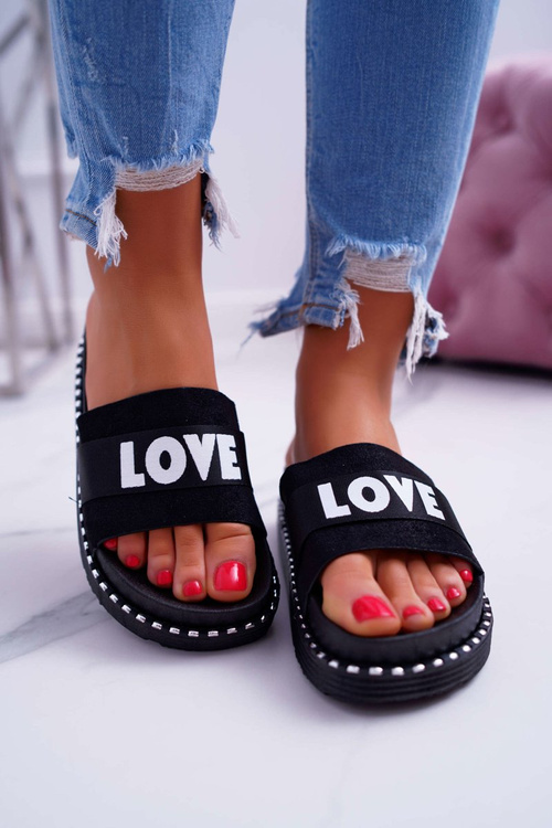 Жіночі шльопанці на платформі зі стразами Love Black MoreLove