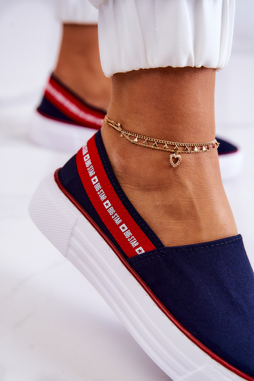 Жіночі кросівки сліпони Big Star JJ276009 Темно-синьо-червоні