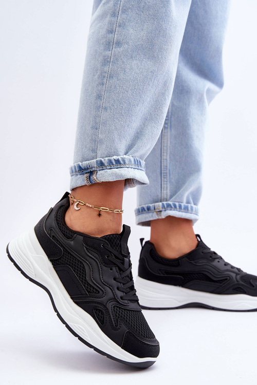 Жіночі спортивні кросівки на платформі чорно-білі Lomare