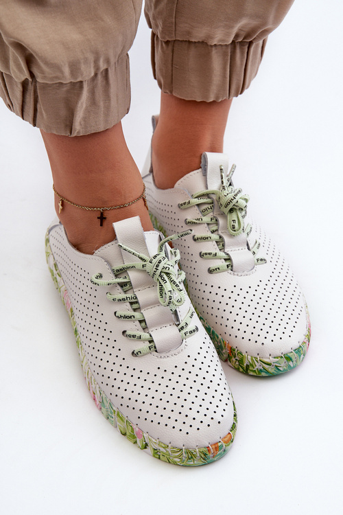 Жіночі білі черевики з натуральної шкіри на шнурівці Farnalea