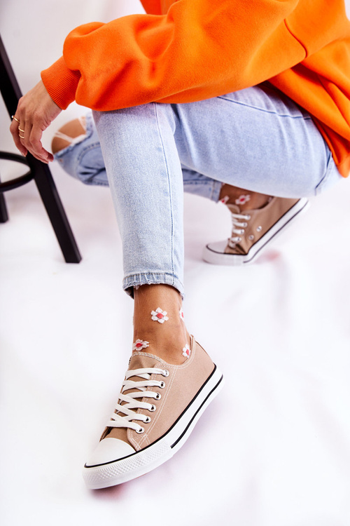 Жіночі класичні кросівки темно-бежеві Be Mine