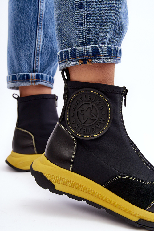 Чоботи жіночі шкіряні на блискавці Maciejka 06297-01 Чорні