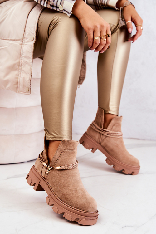 Замшеві робочі черевики без лямок бежеві Moriah