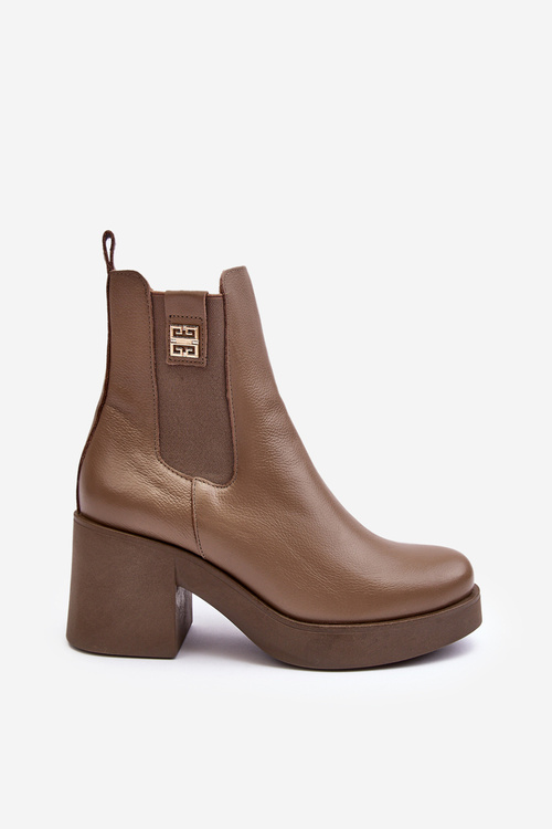 Шкіряні жіночі чоботи на підборах Lemar Brown Kodra