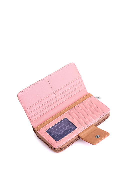 Великий жіночий гаманець на блискавці Коричнево-рожевий Huntress