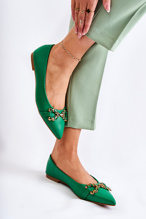 Жіночі шкіряні балетки на шпиці з декором Green Carlos